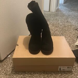 Black Tall Furry On the Inside Uggs